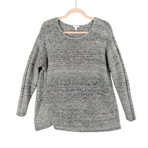 Pure J Jill Ombre Knit Modest Sweater XL Gray Green Long Sleeve Cotton Blend